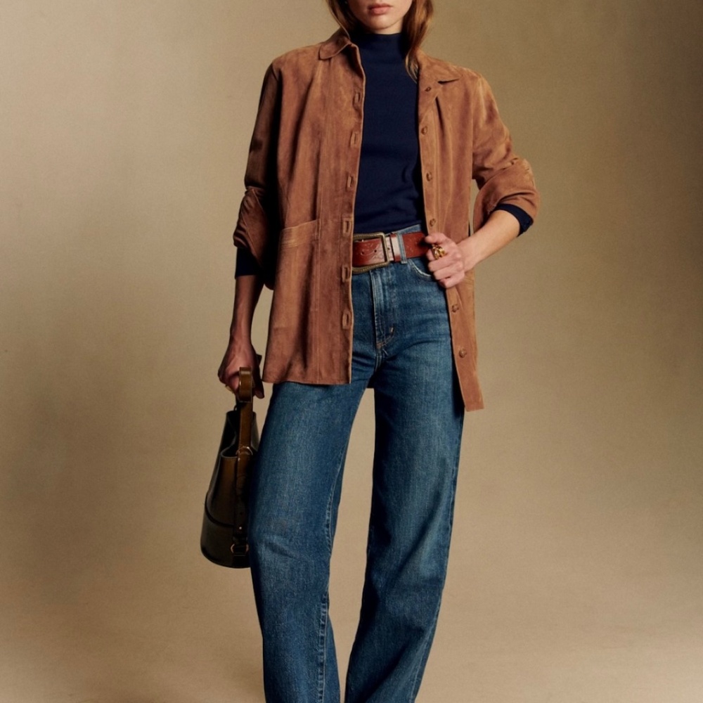 Sezane Will Jacket Camel Suede - Size XXL